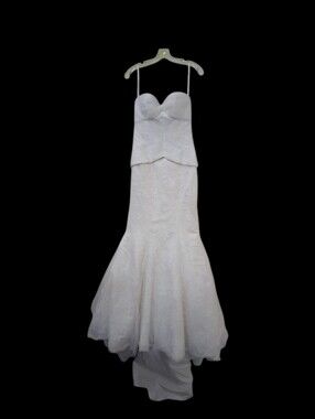 Truly Zac Posen Lace Trumpet Wedding Dress Sz 4 Unaltered + Trumpet Slip Include